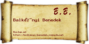 Balkányi Benedek névjegykártya